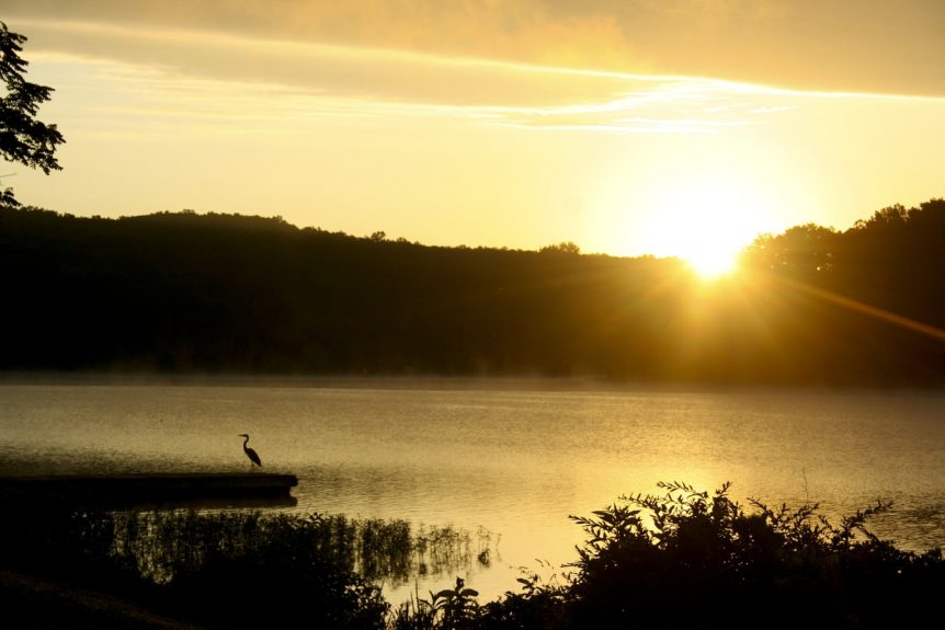 small lake at sunset