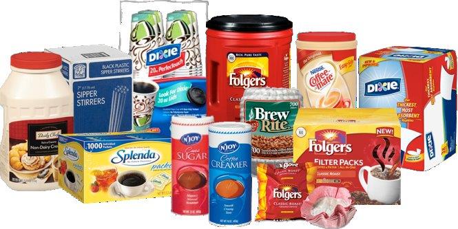 miscellaneous coffee supplies, creamer, sugar