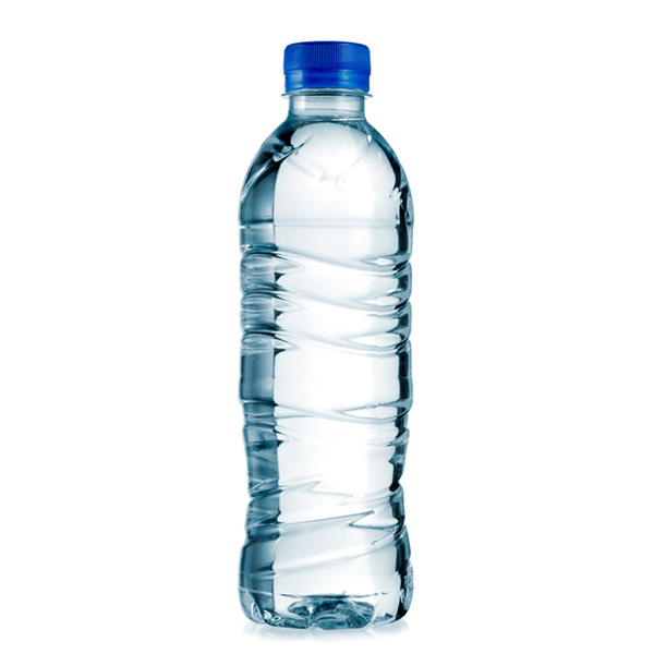 unlabeled, clear plastic bottle of water